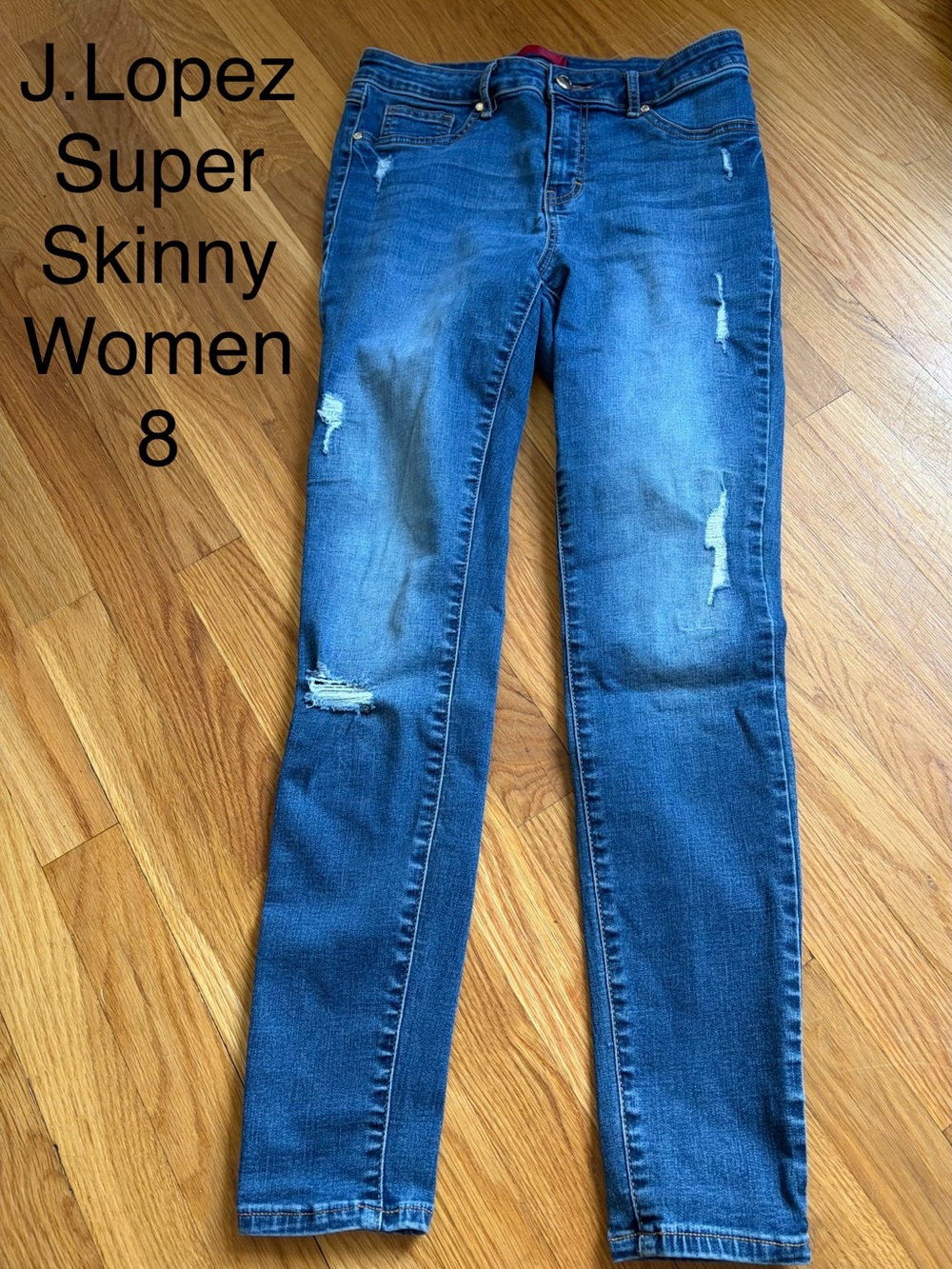 Jennifer Lopez Super Skinny Women's Jeans - Blue with Distressed Details
